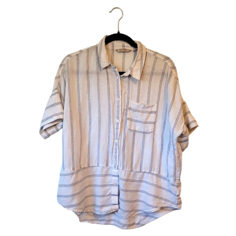 Athleta Women's White Stripe Oversized Blouse Size S